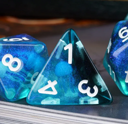 Noctilucent Jellyfish Dice 7-Dice Set Blue Glitter Dnd Dice Set (Online Only)