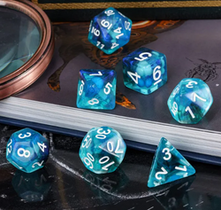 Noctilucent Jellyfish Dice 7-Dice Set Blue Glitter Dnd Dice Set (Online Only)