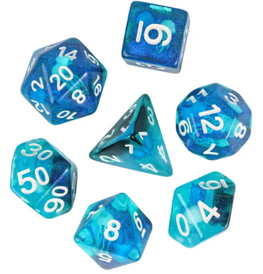 Noctilucent Jellyfish Dice 7-Dice Set Blue Glitter Dnd Dice Set (Online Only)