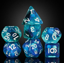 Noctilucent Jellyfish Dice 7-Dice Set Blue Glitter Dnd Dice Set (Online Only)