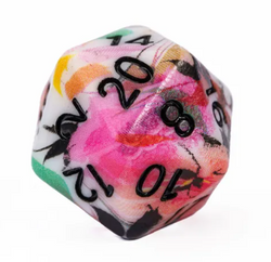 White Multi-Colour Mix Pattern Dice 7-Dice Set w/Black Dnd Dice Resin (Online Only)