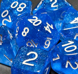 Time Walker | Blue w/White Glitter 7-Dice Set RPG Dice Set (Online Only)