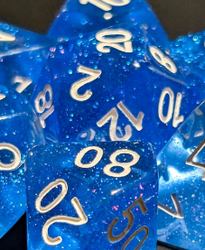 Time Walker | Blue w/White Glitter 7-Dice Set RPG Dice Set (Online Only)
