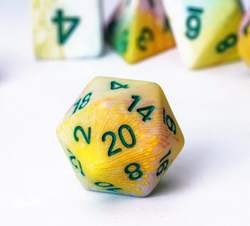Pastel Multi-Colour Mix Pattern Dice 7-Dice Set w/Green Dnd Dice Resin (Online Only)