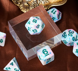 Blue-Pink Multi-Colour Mix Pattern Dice 7-Dice Set w/Teal Dnd Dice Resin (Online Only)