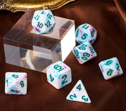Blue-Pink Multi-Colour Mix Pattern Dice 7-Dice Set w/Teal Dnd Dice Resin (Online Only)