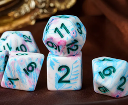 Blue-Pink Multi-Colour Mix Pattern Dice 7-Dice Set w/Teal Dnd Dice Resin (Online Only)