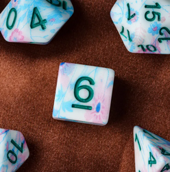 Blue-Pink Multi-Colour Mix Pattern Dice 7-Dice Set w/Teal Dnd Dice Resin (Online Only)