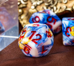 Fancy Multi-Colour Mix Pattern Dice 7-Dice Set w/Red Dnd Dice Resin (Online Only)