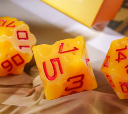 Cheese Dice | Funny Yellow 7-Dice Set for DnD Cheesy Chances (Online Only)
