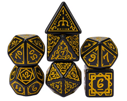 Yellow Druid Pattern 7-Dice Set DND RPG Dice Black Druid Dice Set (Online Only)