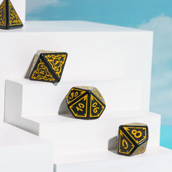 Yellow Druid Pattern 7-Dice Set DND RPG Dice Black Druid Dice Set (Online Only)