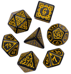 Yellow Druid Pattern 7-Dice Set DND RPG Dice Black Druid Dice Set (Online Only)