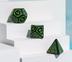Green Druid Pattern 7-Dice Set DND RPG Dice Black Druid Dice Set (Online Only)