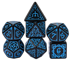 Blue Druid Pattern 7-Dice Set DND RPG Dice Black Druid Dice Set (Online Only)