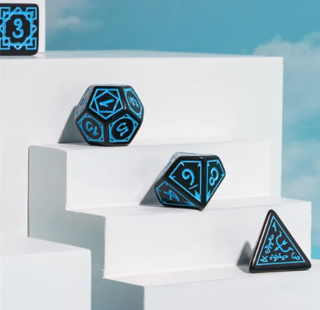 Blue Druid Pattern 7-Dice Set DND RPG Dice Black Druid Dice Set (Online Only)