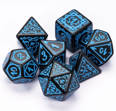 Blue Druid Pattern 7-Dice Set DND RPG Dice Black Druid Dice Set (Online Only)