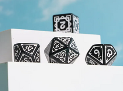 White Druid Pattern 7-Dice Set DND RPG Dice Black Druid Dice Set (Online Only)
