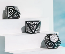 White Druid Pattern 7-Dice Set DND RPG Dice Black Druid Dice Set (Online Only)