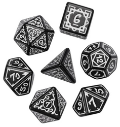 White Druid Pattern 7-Dice Set DND RPG Dice Black Druid Dice Set (Online Only)