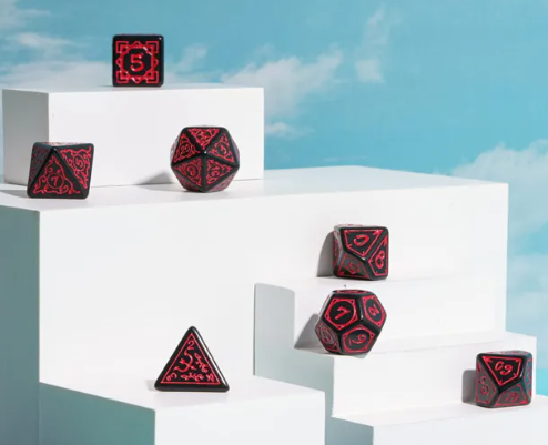 Red Druid Pattern 7-Dice Set DND RPG Dice Black Druid Dice Set (Online Only)