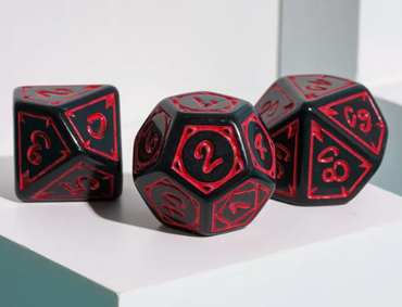 Red Druid Pattern 7-Dice Set DND RPG Dice Black Druid Dice Set (Online Only)