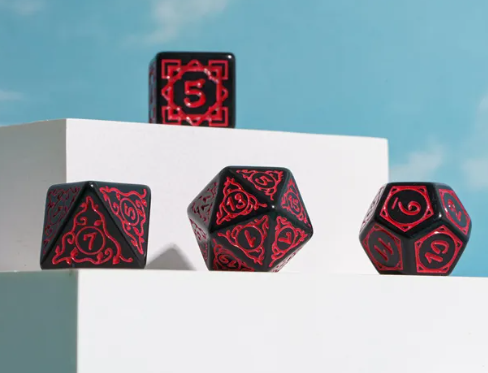 Red Druid Pattern 7-Dice Set DND RPG Dice Black Druid Dice Set (Online Only)