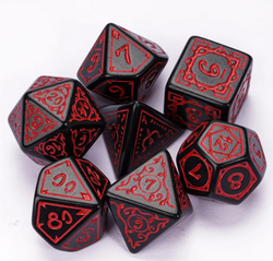 Red Druid Pattern 7-Dice Set DND RPG Dice Black Druid Dice Set (Online Only)