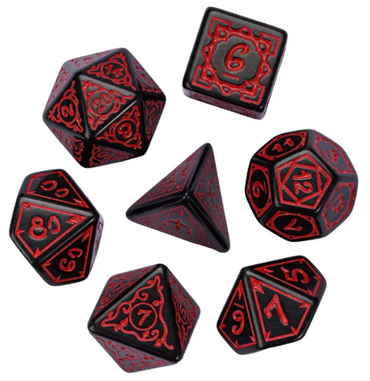 Red Druid Pattern 7-Dice Set DND RPG Dice Black Druid Dice Set (Online Only)