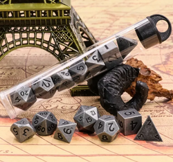 Basic Silver Mini Metal Dice Ancient Effect | (10mm to 15mm) 7-Dice Udixi RPG (Online Only)