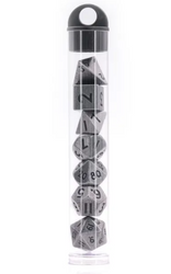 Basic Silver Mini Metal Dice Ancient Effect | (10mm to 15mm) 7-Dice Udixi RPG (Online Only)