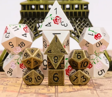 Basic Gold Mini Metal Dice Ancient Effect | (10mm to 15mm) 7-Dice Udixi RPG (Online Only)