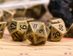 Basic Gold Mini Metal Dice Ancient Effect | (10mm to 15mm) 7-Dice Udixi RPG (Online Only)
