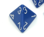 Opaque Polyhedral Blue /white d4 | 4-Sided Dice (sold per die) (Online Only)