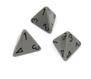 Opaque Polyhedral Grey /black d4 | 4-Sided Dice (sold per die) (Online Only)