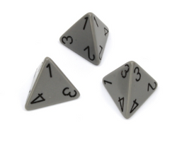 Opaque Polyhedral Grey /black d4 | 4-Sided Dice (sold per die) (Online Only)
