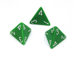 Opaque Polyhedral Green /white d4 | 4-Sided Dice (sold per die) (Online Only)