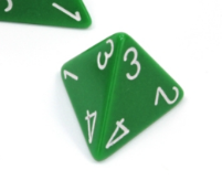Opaque Polyhedral Green /white d4 | 4-Sided Dice (sold per die) (Online Only)