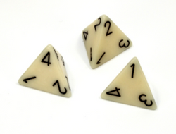 Opaque Polyhedral Ivory /black d4 | 4-Sided Dice (sold per die) (Online Only)