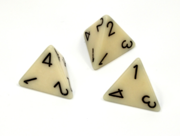 Opaque Polyhedral Ivory /black d4 | 4-Sided Dice (sold per die) (Online Only)