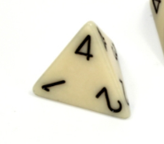 Opaque Polyhedral Ivory /black d4 | 4-Sided Dice (sold per die) (Online Only)