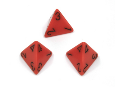 Opaque Polyhedral Orange /black d4 | 4-Sided Dice (sold per die) (Online Only)