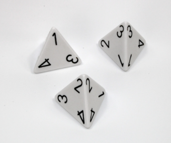Opaque Polyhedral White /black d4 | 4-Sided Dice (sold per die) (Online Only)