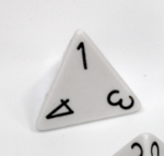 Opaque Polyhedral White /black d4 | 4-Sided Dice (sold per die) (Online Only)