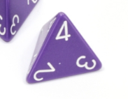 Opaque Polyhedral Purple /white d4 | 4-Sided Dice (sold per die) (Online Only)