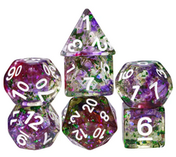 Green & Purple 7-Dice Set | Swirl Foil Series Dice Semi-Translucent (Online Only)