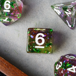 Green & Purple 7-Dice Set | Swirl Foil Series Dice Semi-Translucent (Online Only)