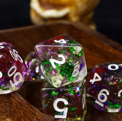 Green & Purple 7-Dice Set | Swirl Foil Series Dice Semi-Translucent (Online Only)