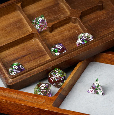 Green & Purple 7-Dice Set | Swirl Foil Series Dice Semi-Translucent (Online Only)