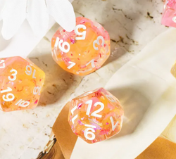Orange & Pink 7-Dice Set | Swirl Foil Series Dice Semi-Translucent (Online Only)